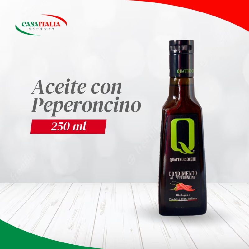 Aceite de oliva EVO aromatizado con Pimiento Picante 250 ml Quattrociocchi