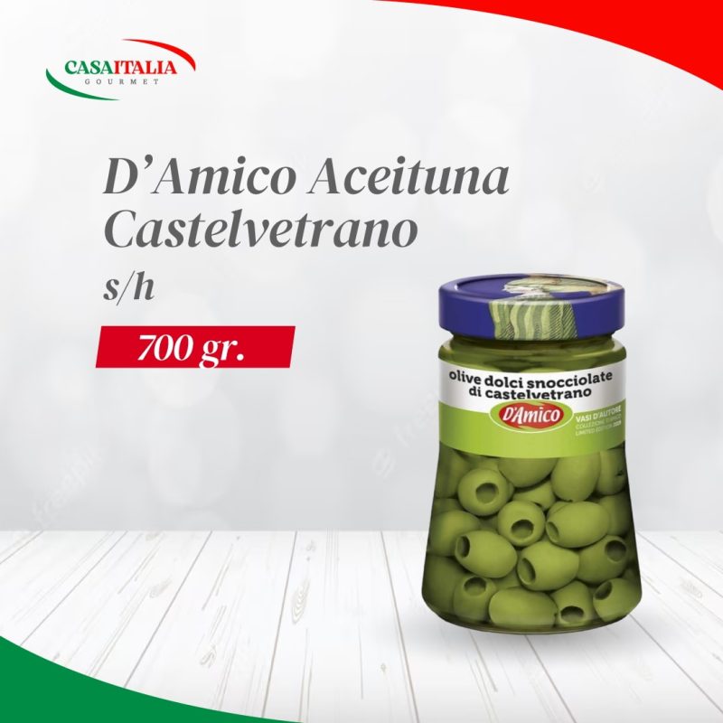 Aceitunas verdes dulces deshuesadas de Castelvetrano 700 g D'Amico